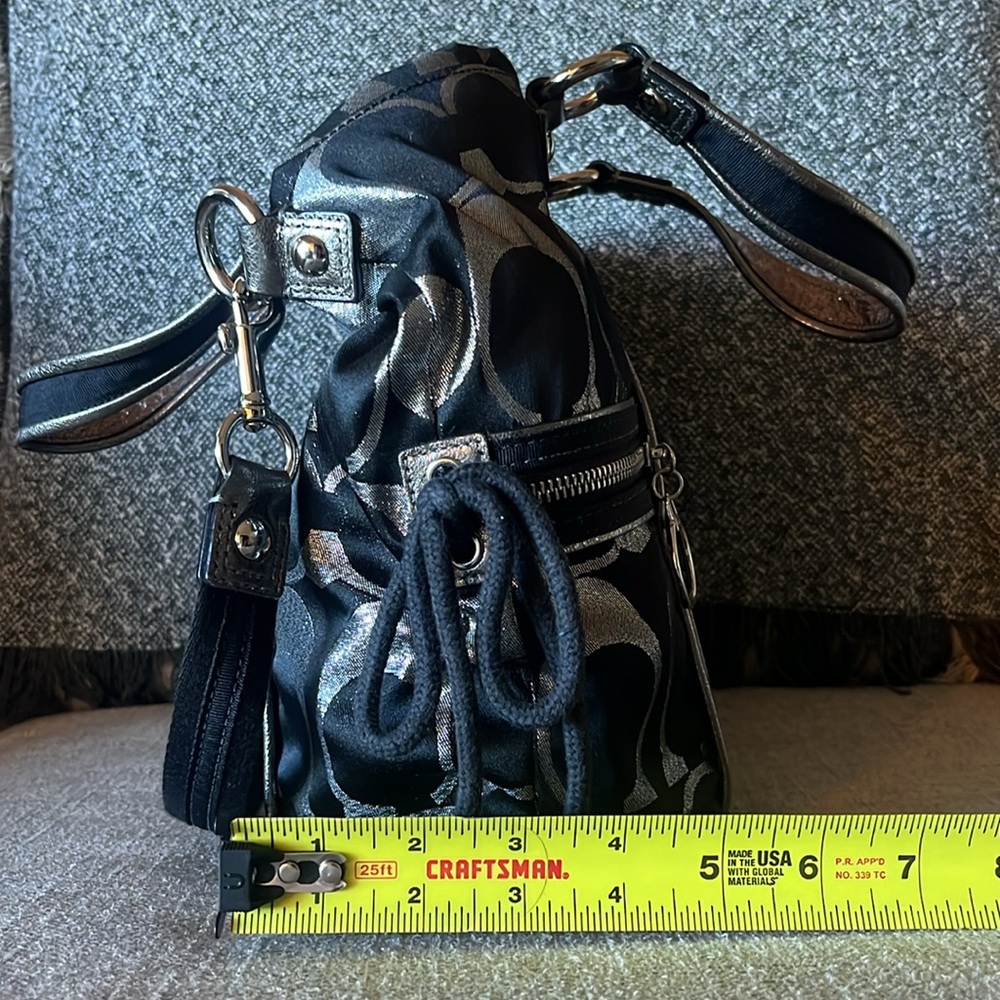 Coach Poppy Women’s Shoulder Bag - Black and Silver - Picture 2 of 5